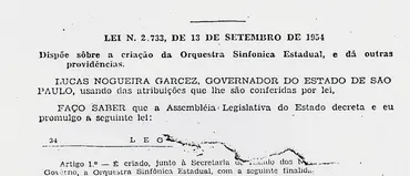 Recorte do documento da Lei 2.733, de 13 de setembro de 1954